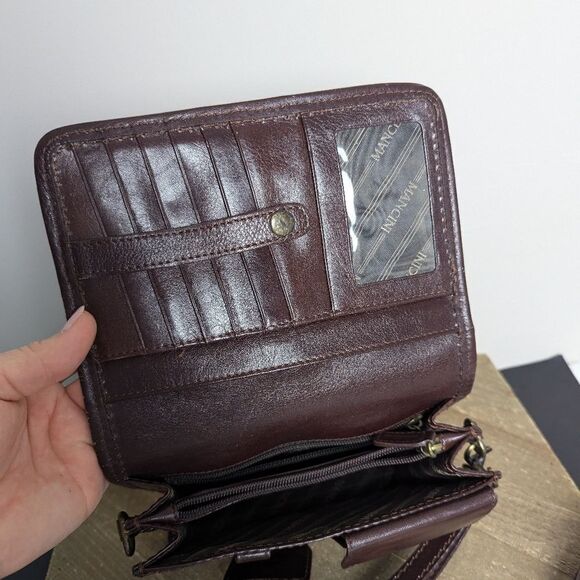 Mancini Vintage brown leather wrist bag purse - Picture 9 of 11